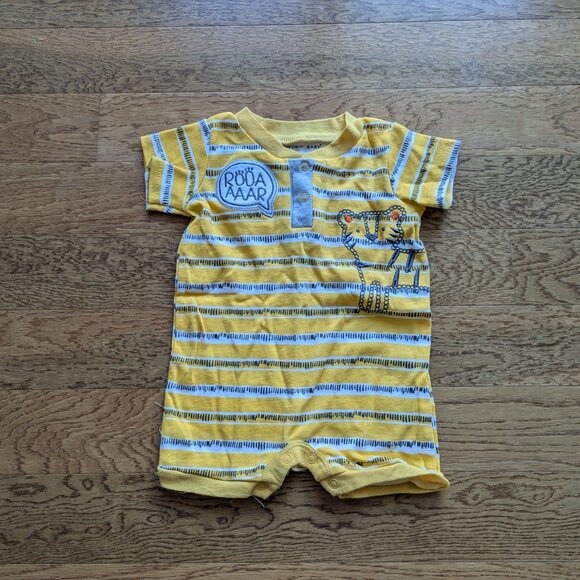 Baby Emporio - Yellow Striped Lion / Tiger Short Romper - Picture 2 of 7